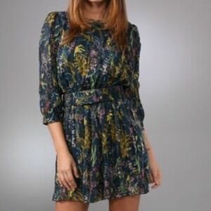 Diane Von Furstenberg Pialla Silk Dress Womens 10 Midsummer Night Floral Chiffon